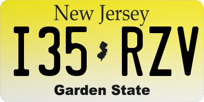 NJ license plate I35RZV