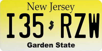 NJ license plate I35RZW