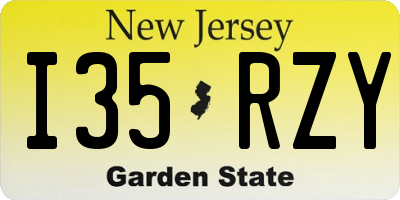 NJ license plate I35RZY