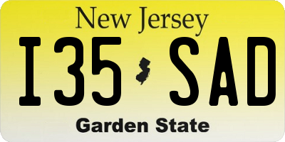 NJ license plate I35SAD