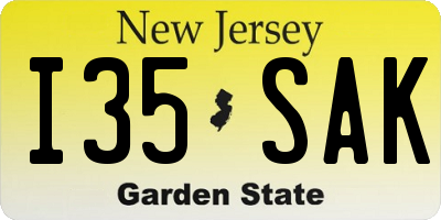NJ license plate I35SAK