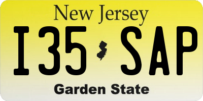 NJ license plate I35SAP