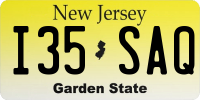 NJ license plate I35SAQ