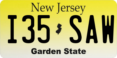 NJ license plate I35SAW