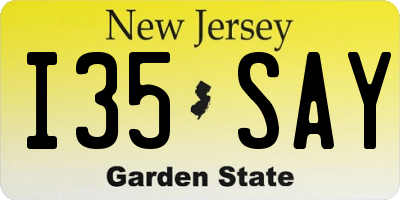 NJ license plate I35SAY
