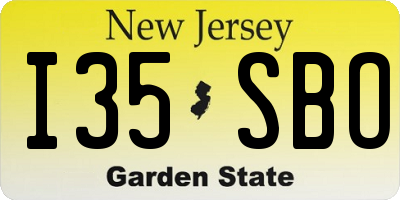 NJ license plate I35SBO