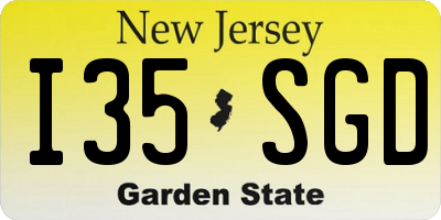 NJ license plate I35SGD