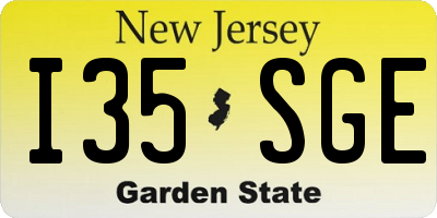 NJ license plate I35SGE