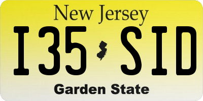 NJ license plate I35SID