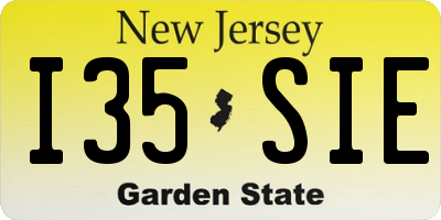 NJ license plate I35SIE