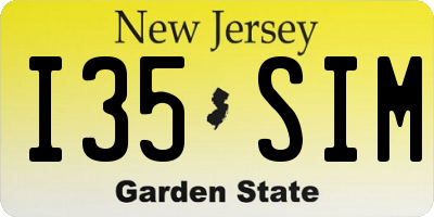 NJ license plate I35SIM