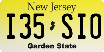NJ license plate I35SIO