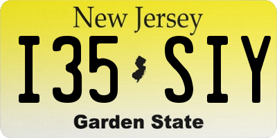 NJ license plate I35SIY