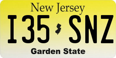 NJ license plate I35SNZ