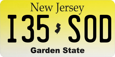 NJ license plate I35SOD