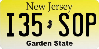 NJ license plate I35SOP