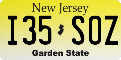 NJ license plate I35SOZ