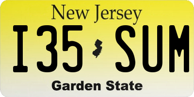 NJ license plate I35SUM