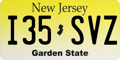 NJ license plate I35SVZ