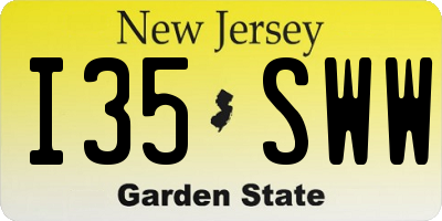 NJ license plate I35SWW
