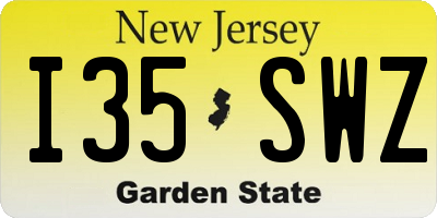 NJ license plate I35SWZ