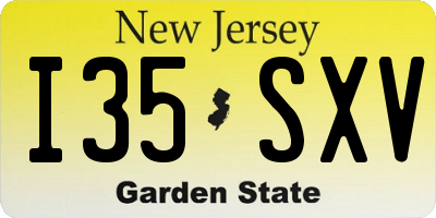 NJ license plate I35SXV