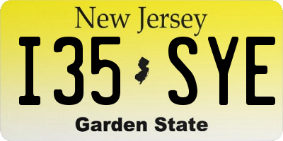 NJ license plate I35SYE