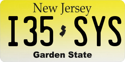 NJ license plate I35SYS