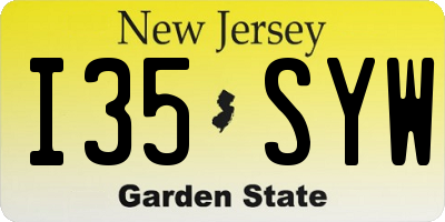 NJ license plate I35SYW
