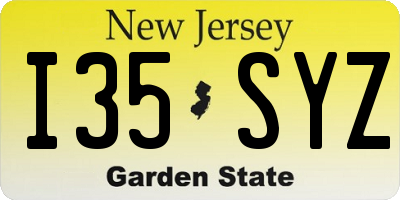NJ license plate I35SYZ