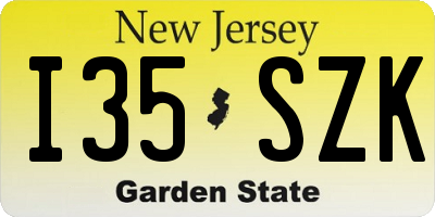 NJ license plate I35SZK