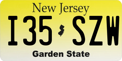 NJ license plate I35SZW