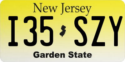 NJ license plate I35SZY