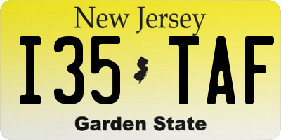 NJ license plate I35TAF