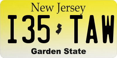 NJ license plate I35TAW