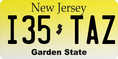 NJ license plate I35TAZ