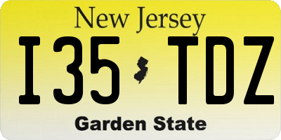 NJ license plate I35TDZ