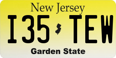 NJ license plate I35TEW