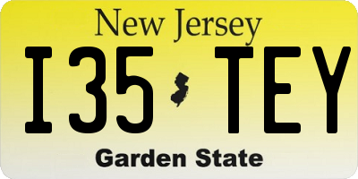 NJ license plate I35TEY