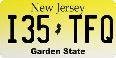 NJ license plate I35TFQ