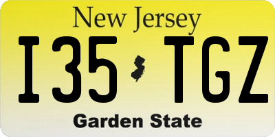NJ license plate I35TGZ