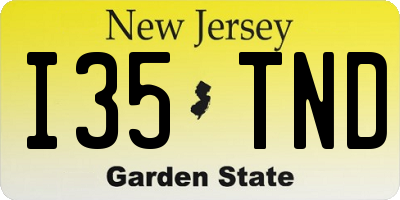 NJ license plate I35TND