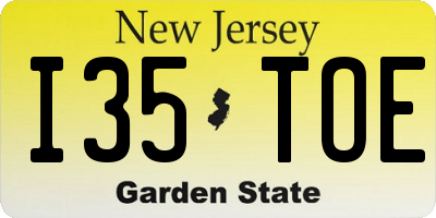 NJ license plate I35TOE