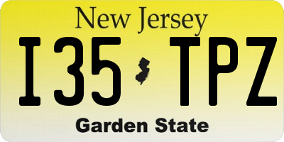 NJ license plate I35TPZ
