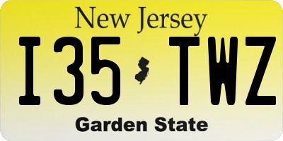 NJ license plate I35TWZ