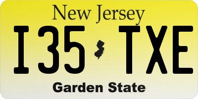 NJ license plate I35TXE