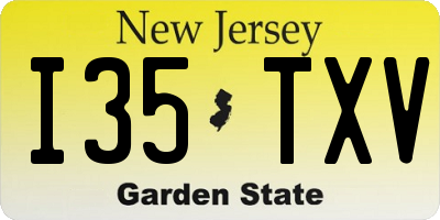 NJ license plate I35TXV
