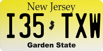 NJ license plate I35TXW