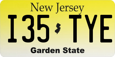 NJ license plate I35TYE