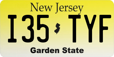 NJ license plate I35TYF